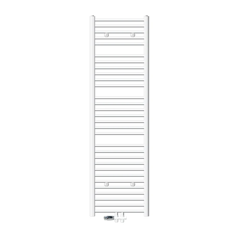 Badheizkörper Mittelanschluss 500x1800 mm Weiß gerade mit Boden Anschlussgarnitur LuxeBath