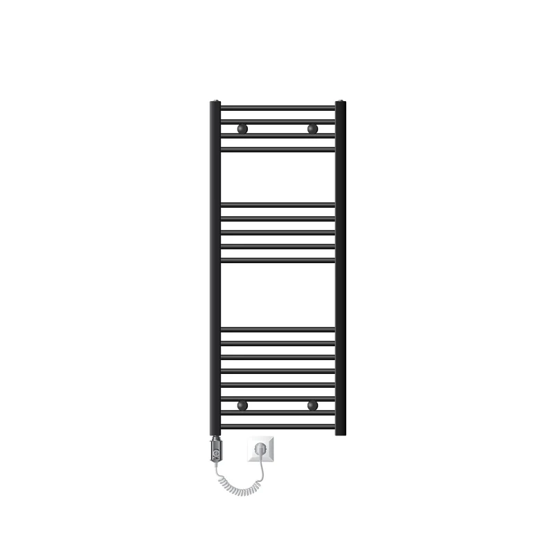 Elektrischer Badheizkörper mit Heizstab 1200W 500x1200 mm Anthrazit gerade mit Seitenanschluss LuxeBath