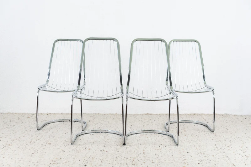 4er Set Stühle Mid Century Chrom