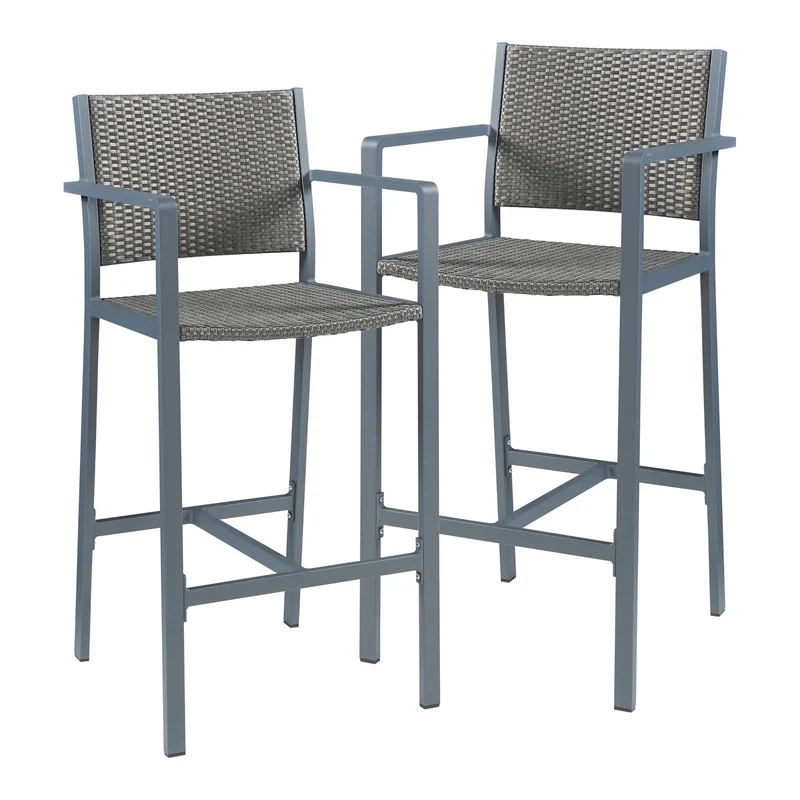 Outdoor-Barstuhl 2er Set Avise Aluminium Dunkelgrau [casa.pro]