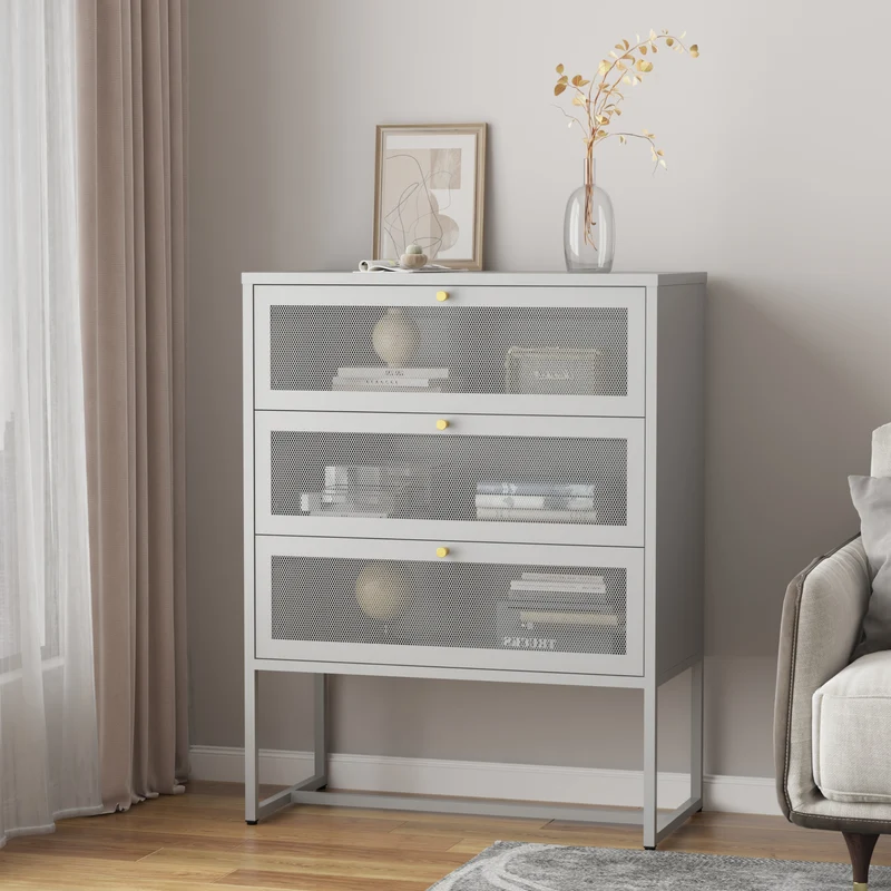Büroschrank Sund mit 3 Schubladen 105x80x40 cm Grau [en.casa]