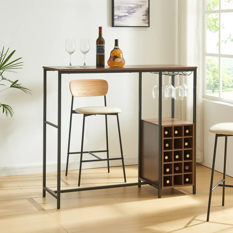 Bartisch Trøndelag 120x40x105 cm mit Weinregal für 15 Flaschen [en.casa]