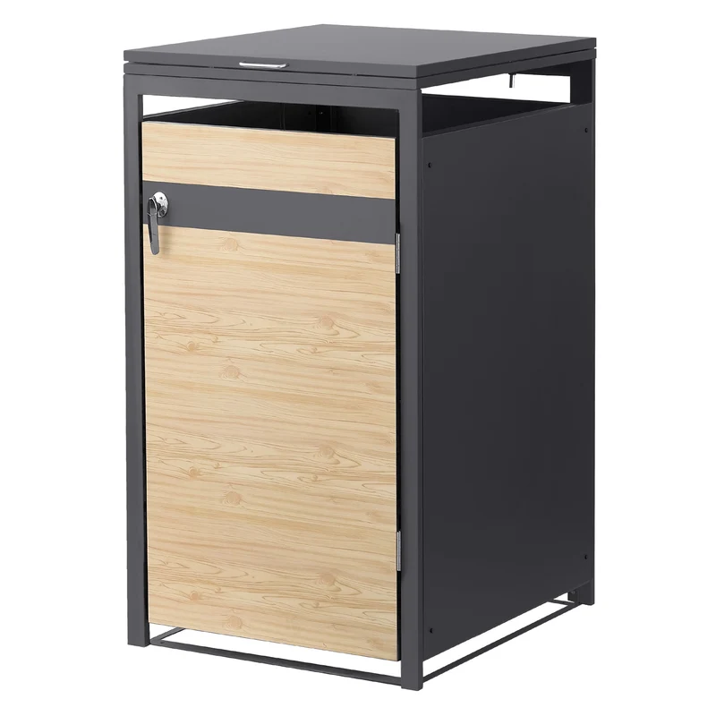 Mülltonnenbox 1er bis 240L 68x80x120 cm aus Stahl in Lärchenoptik ML-Design