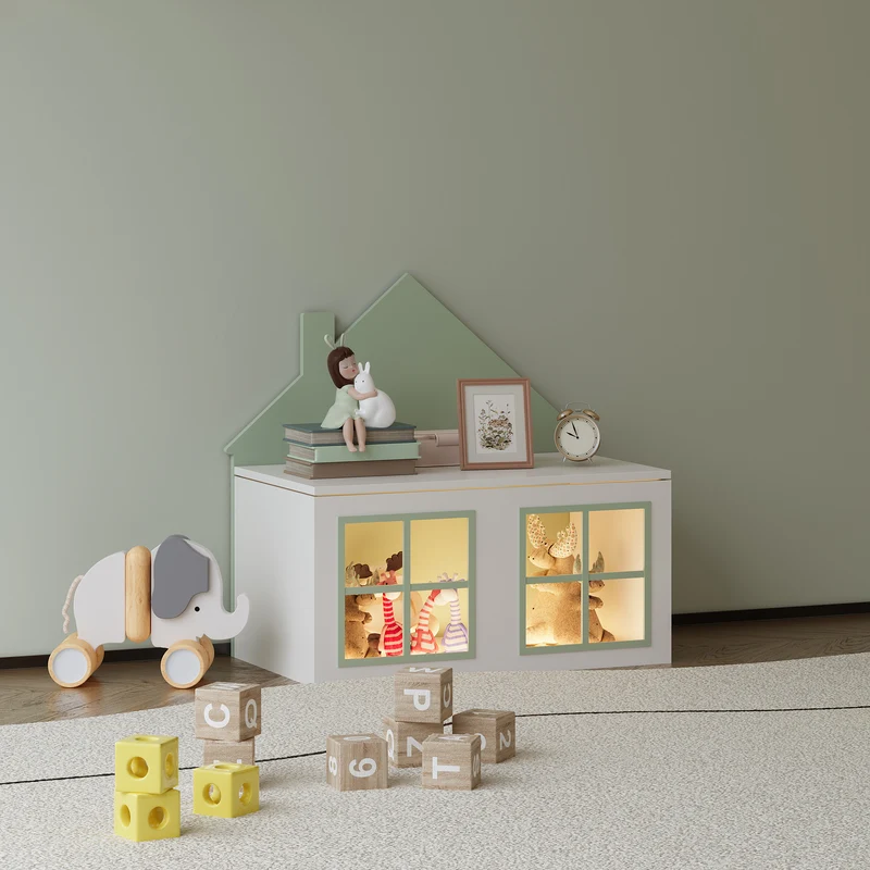 Spielzeugkiste Vipsali 56x60x33 cm Mintgrün/Weiß [en.casa]