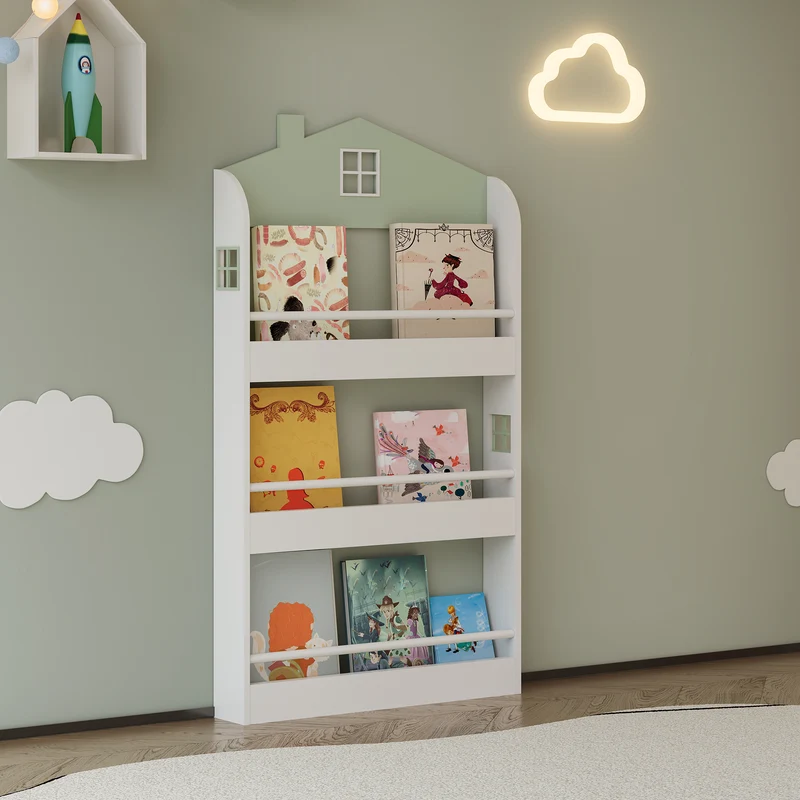 Kinderregal Vipsali 106x60x12 cm Mintgrün/Weiß [en.casa]
