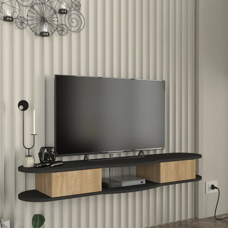 TV-Lowboard hängend Nyskiri 150x35x19 cm Anthrazit/Eicheoptik [en.casa]