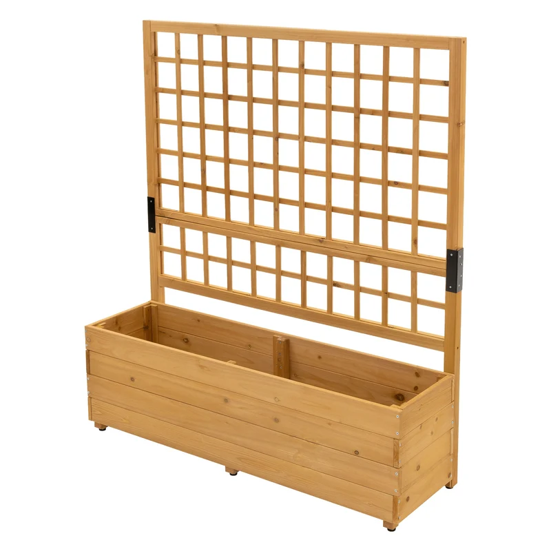 ML-Design | Pflanzkasten mit Rankgitter aus Holz Braun Pflanzkübel Blumenkübel mit Spalier
