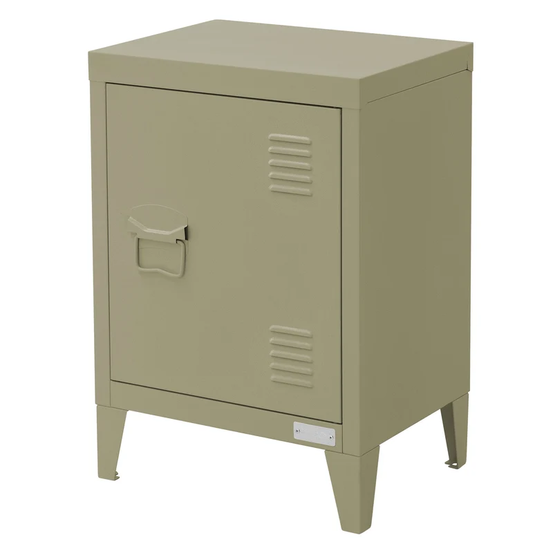 Nachttisch 40x30x58 cm Olive aus Stahl mit verstellbarer Regalboden ML Design