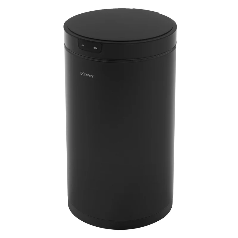 Mülleimer mit Sensor 30L rund aus Stahl Schwarz matt Automatisches Öffnen & Schließen ML-Design