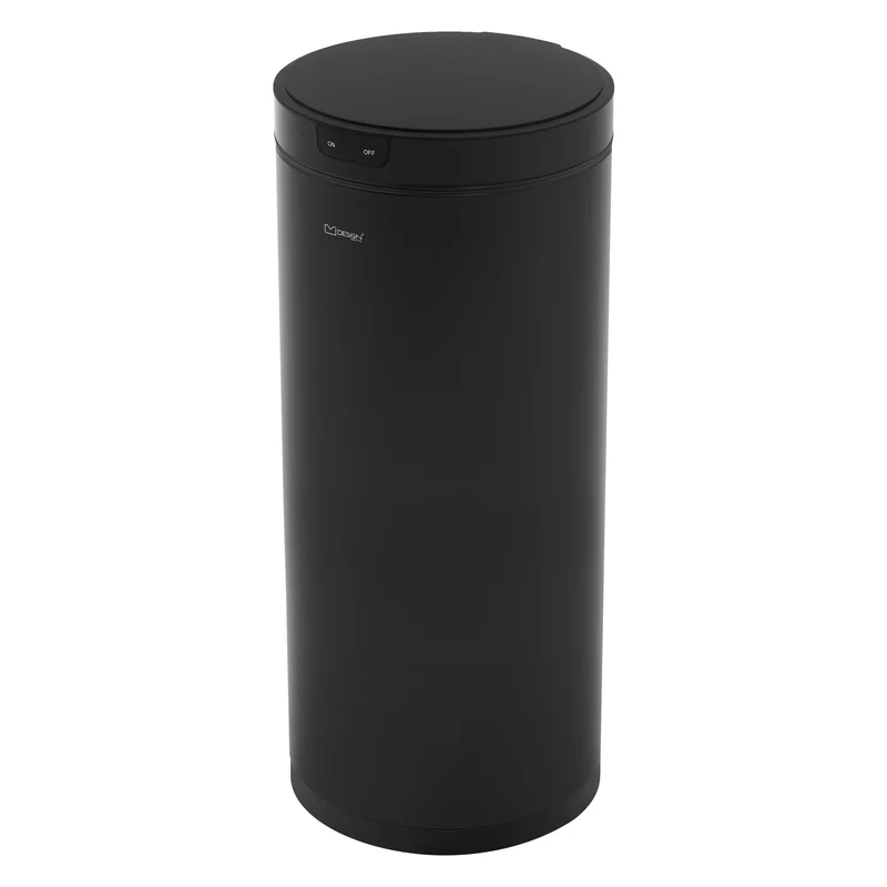 Mülleimer mit Sensor 40L rund aus Stahl Schwarz matt Automatisches Öffnen & Schließen ML-Design
