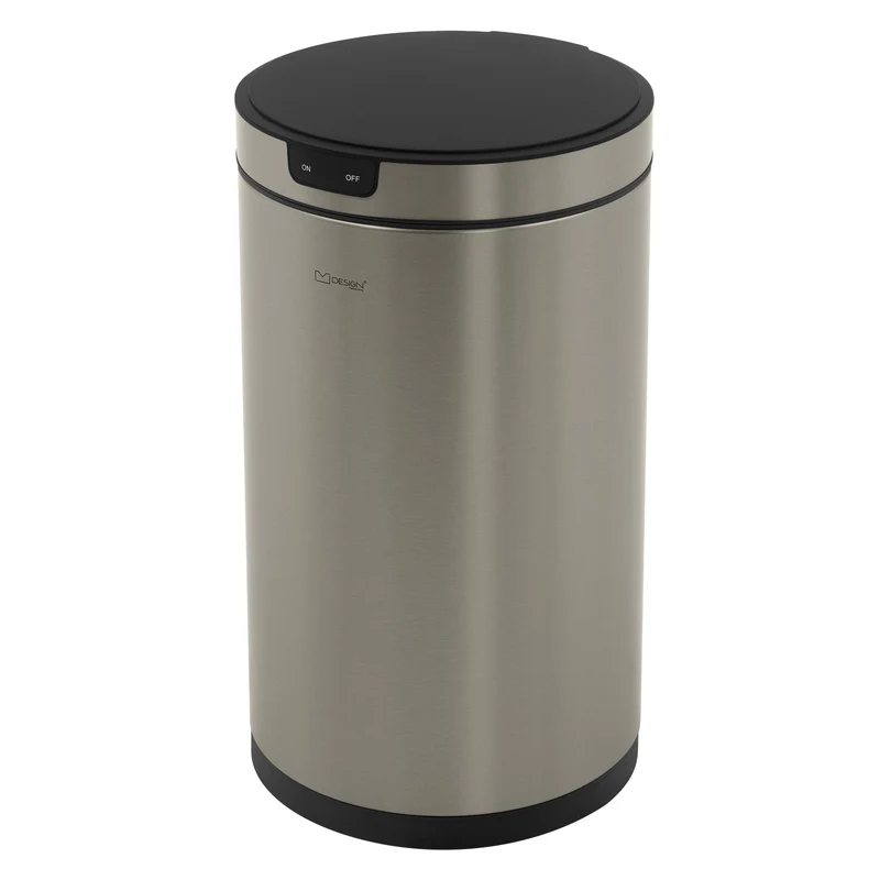 Mülleimer mit Sensor 30L rund aus Edelstahl, Silber, Automatisches Öffnen & Schließen ML-Design