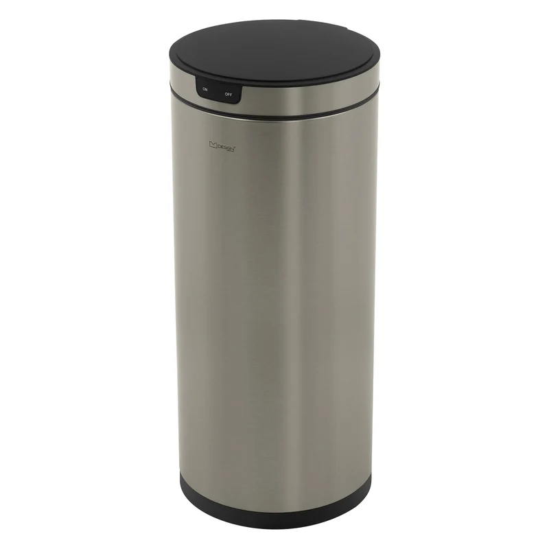 Mülleimer mit Sensor 40L rund aus Edelstahl, Silber, Automatisches Öffnen & Schließen ML-Design