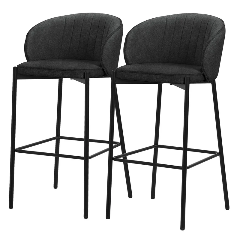 Barhocker 2er Set Anthrazit 50x101x54 cm mit Rückenlehne und Fußstütze bis 120 kg ML-Design