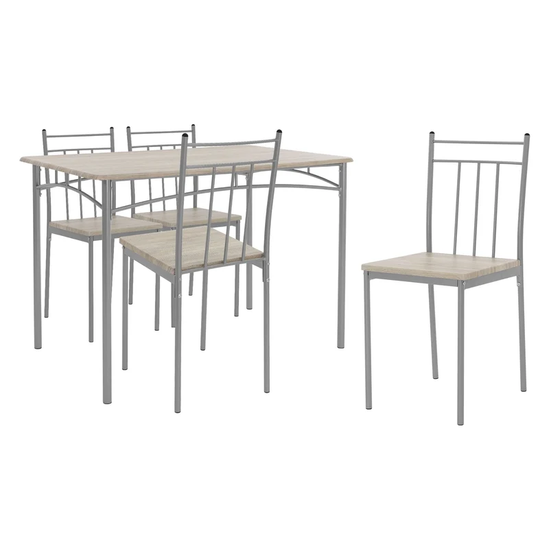 Essgruppe für 4 Personen 5-teilig mit Esstisch und 4 Stühlen Eiche hell aus Holz ML-Design