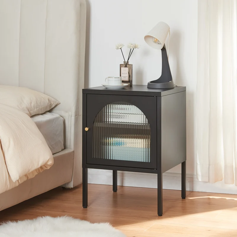 Nachtschrank Karlskrona 60x42,5x40 cm Schwarz, matt [en.casa]