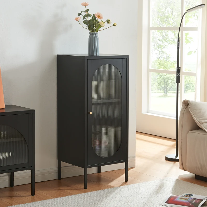 Beistellschrank Karlskrona 102x43x40 cm Schwarz, matt [en.casa]