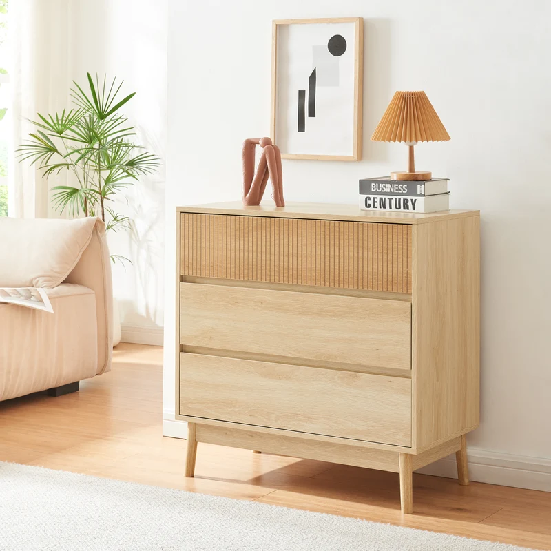 Kommode Landskrona 80x80x40 cm mit 3 Schubladen Eicheoptik [en.casa]