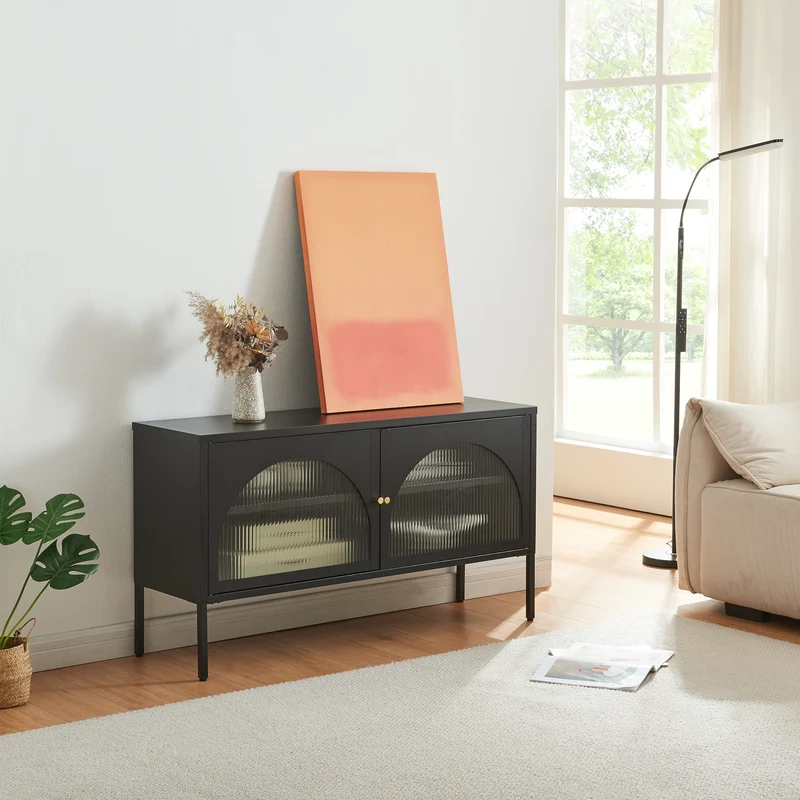 Fernsehschrank Karlskrona 115x35x64 cm Schwarz, matt [en.casa]