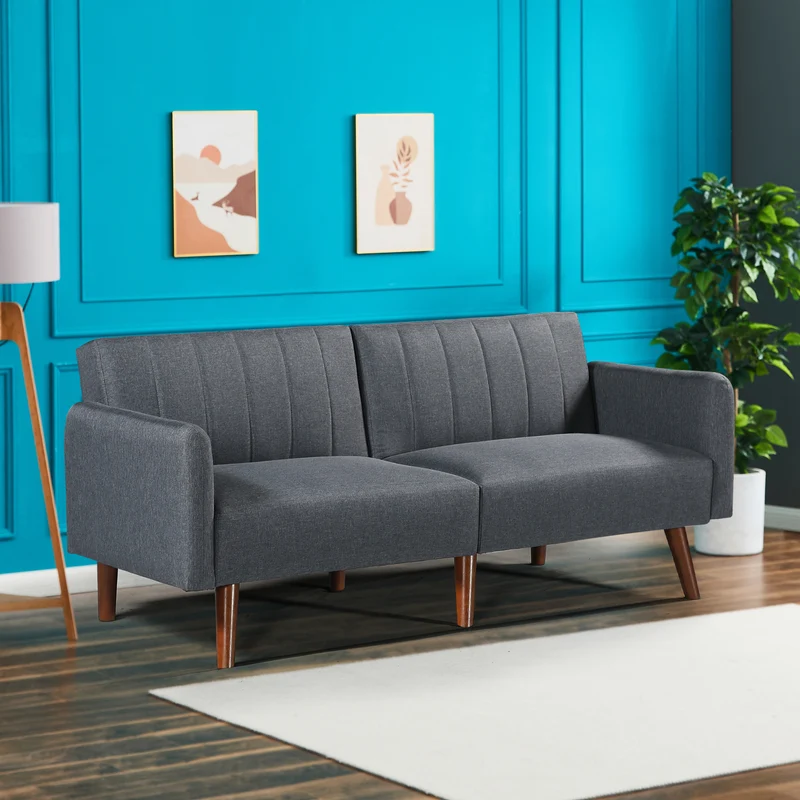 Schlafsofa Malå mit Liegefunktion 175x70x72 cm Grau [en.casa]