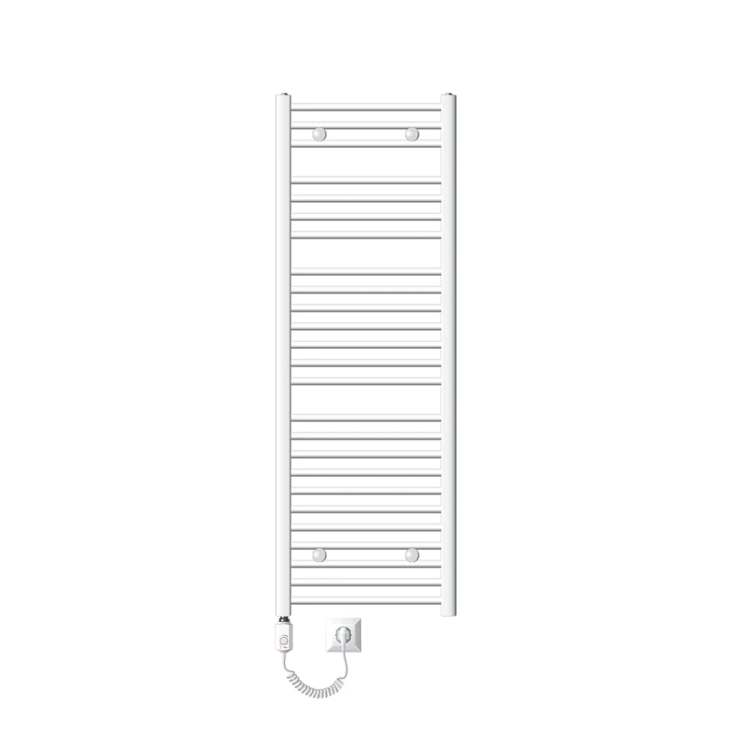 Elektrischer Badheizkörper mit Heizstab 1200W 500x1500 mm Weiß gebogen mit Seitenanschluss LuxeBath