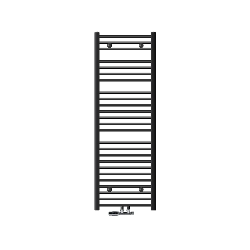 Badheizkörper Mittelanschluss 500x1500 mm Anthrazit gerade mit Wand Anschlussgarnitur LuxeBath