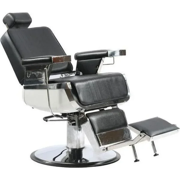 Barber stuhl in stilvollem Schwarz, Herren Friseurstuhl Bart mit neigbarer Rückenlehne, Barbershop stuhl