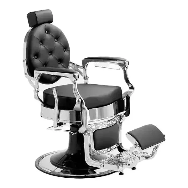 Barber stuhl in Silber-Schwarz, Herren Friseurstuhl Mae mit hydraulischer Pumpe, Barbershop stuhl