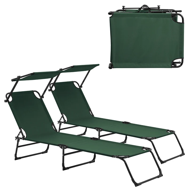 2er Set Sonnenliege Lomeda klappbar mit Dach in versch. Farben [casa.pro]