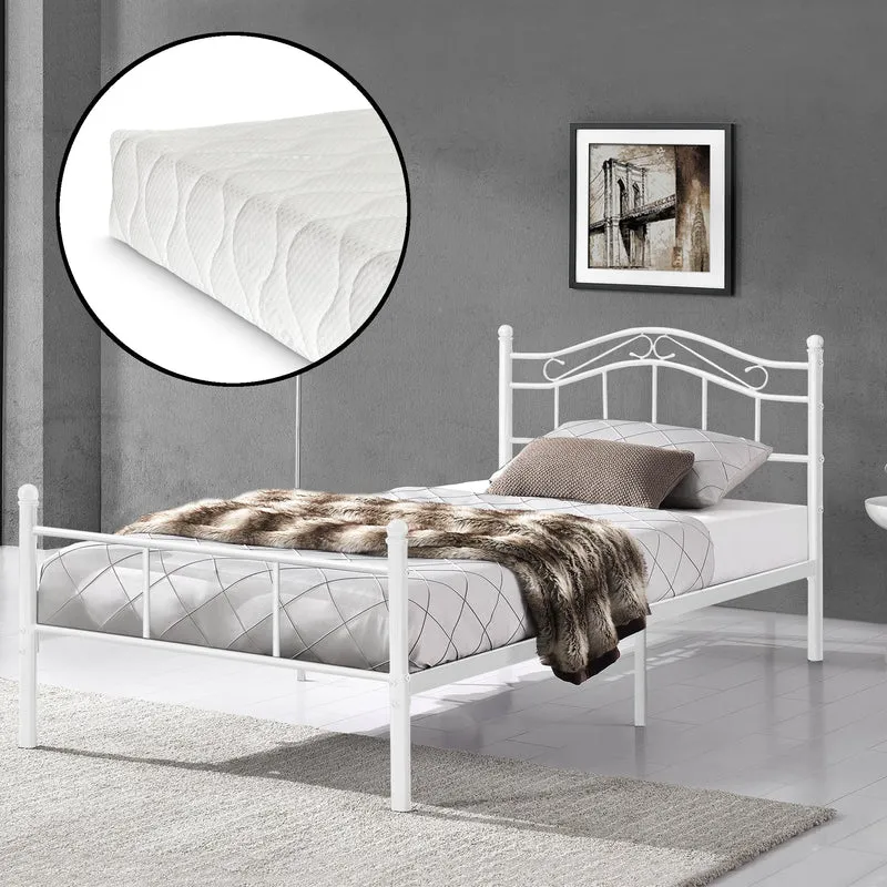Metallbett Florenz 120x200 cm mit/ohne Kaltschaummatratze versch. Farben [en.casa]