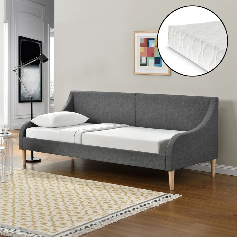 Tagesbett 90x200 cm mit oder ohne Kaltschaummatratze Dunkelgrau en.casa