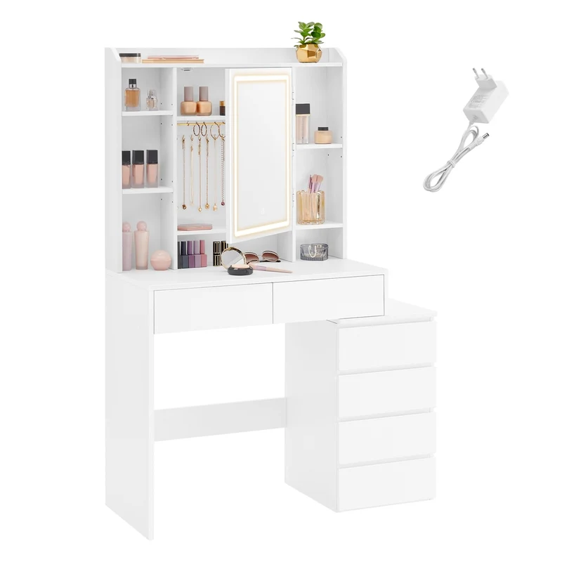 Schminktisch mit LED-Beleuchtung modern wolkenweiß