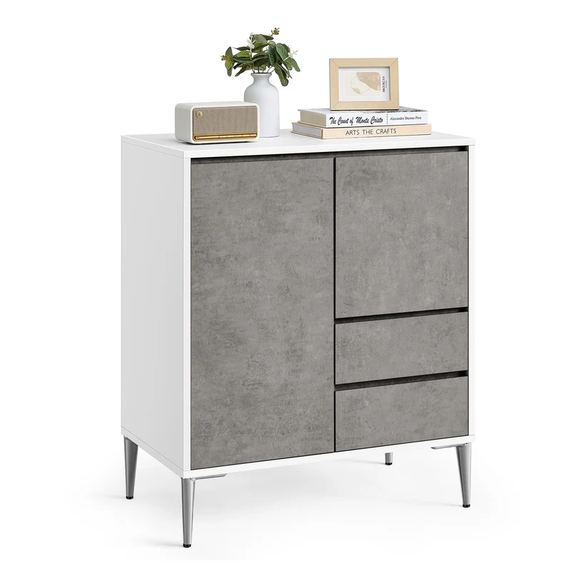 Aufbewahrungsschrank 2 Schubladen modern wolkenweiß
