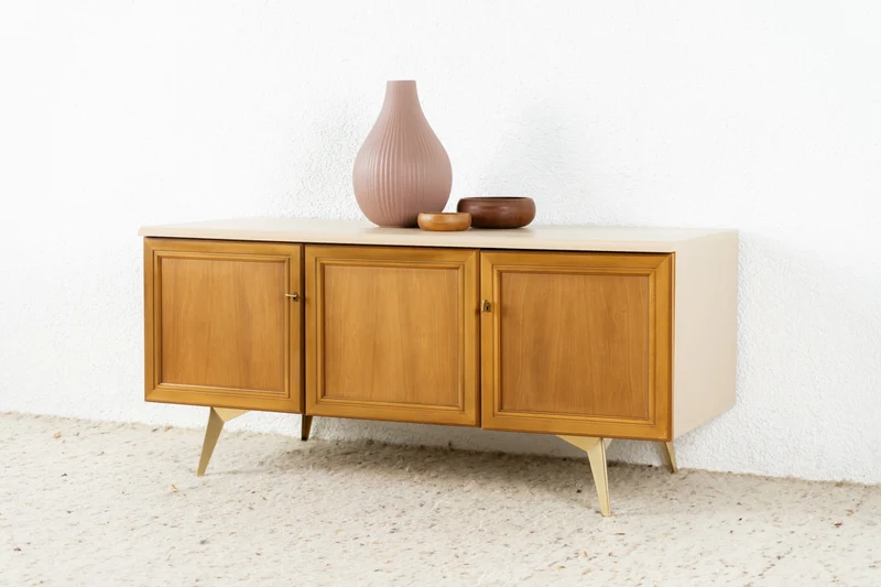 Vintage Sideboard Holz Low Nuss Tv Board Kommode