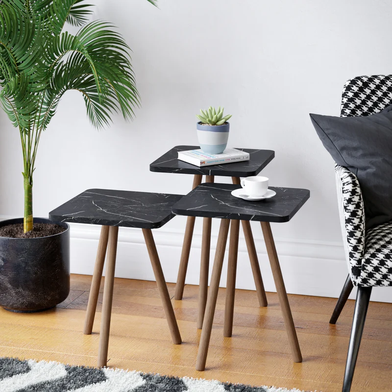 Satztisch Hobro im 3er Set Quadratisch 49x34x34 cm [en.casa]