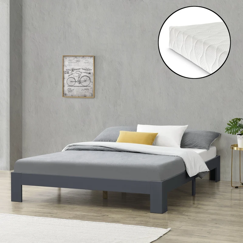 Holzbett Raisio mit Kaltschaummatratze versch. Farben und Größen en.casa