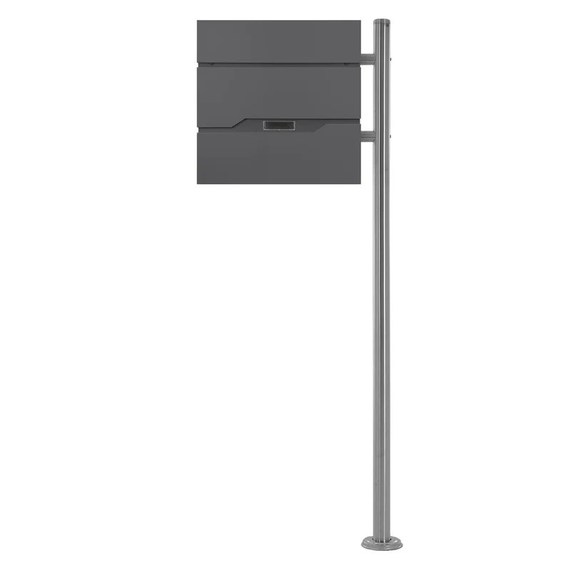 Standbriefkasten mit Zeitungsfach 37x11x36,5 cm Anthrazit aus Edelstahl ML-Design