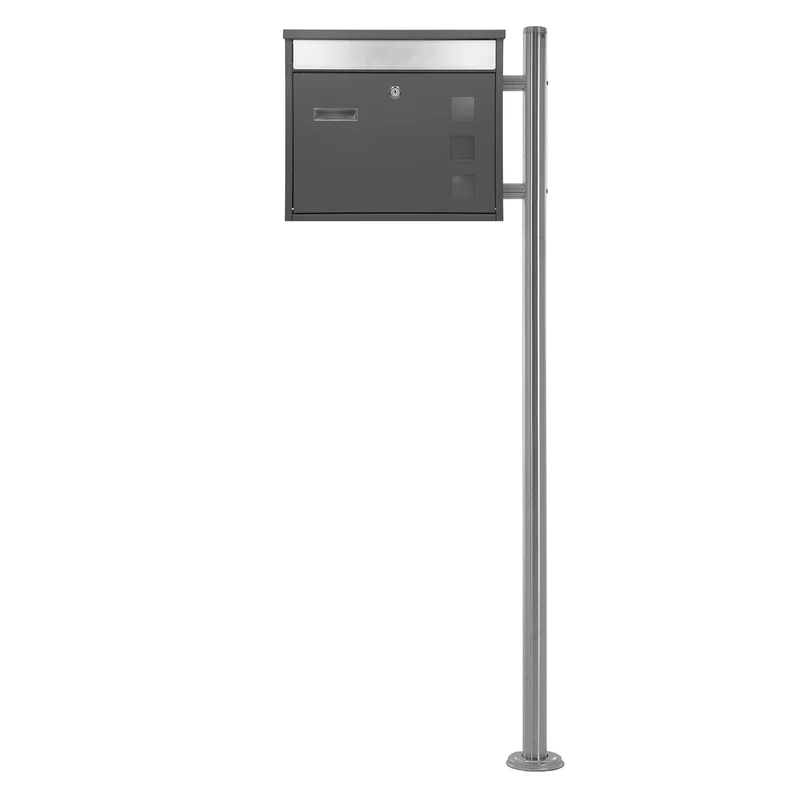 Standbriefkasten mit Zeitungsfach 36x31,5x11,5 cm Anthrazit aus Edelstahl ML-Design
