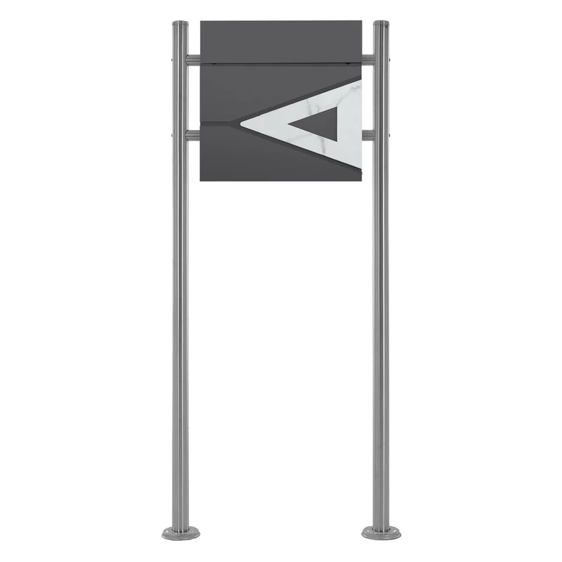 Standbriefkasten mit Zeitungsfach 37x36,5x11 cm Anthrazit/Marmoroptik aus Stahl ML-Design