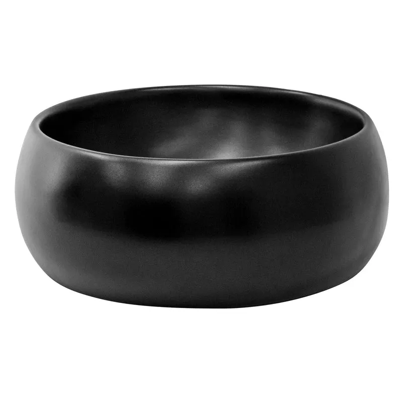 Waschbecken inkl. Ablaufgarnitur ohne Überlauf Ø 40x15,5 cm Schwarz matt aus Keramik ML-Design