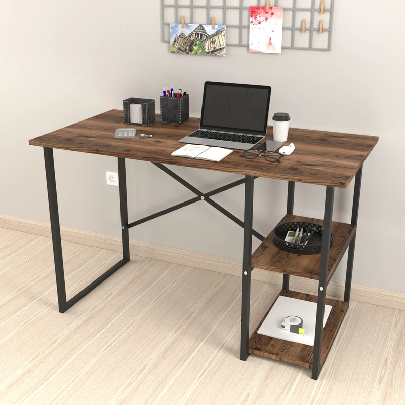 Schreibtisch Nittedal mit Regal 120x60x75cm in versch. Farben [en.casa]