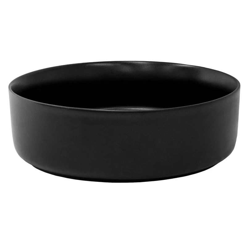Waschbecken inkl. Ablaufgarnitur Schwarz ohne Überlauf Ø 36x12 cm Schwarz aus Keramik LuxeBath
