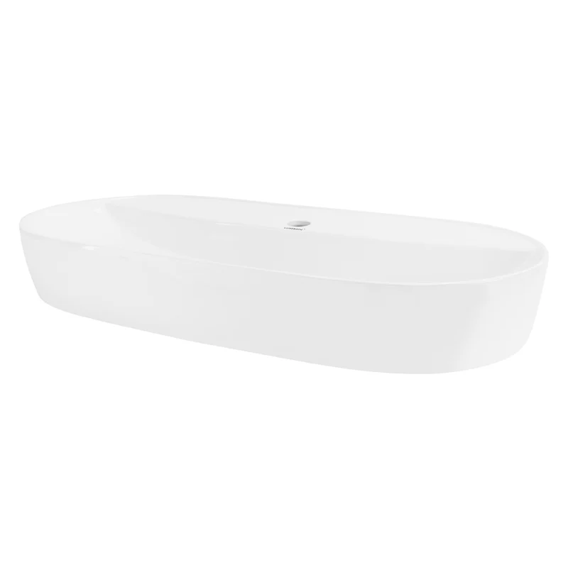 Waschbecken Oval ohne Überlauf 80x40x12 cm Weiß aus Keramik LuxeBath