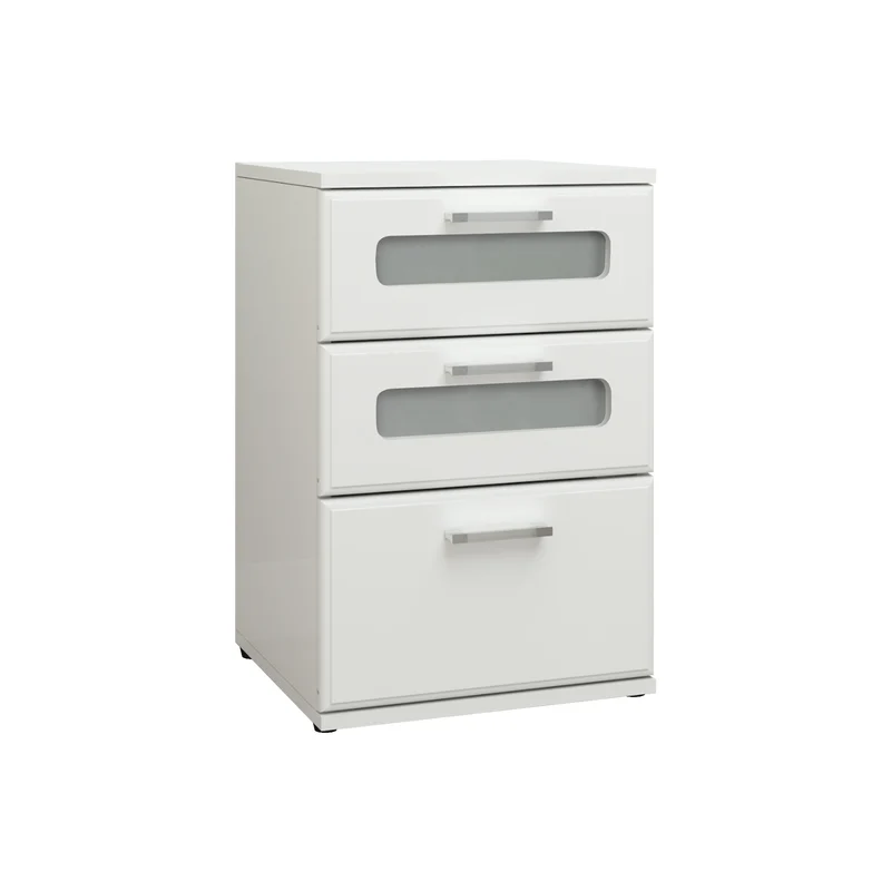 B-Ware Nachttisch mit drei Schubladen 40x60x38 cm Weiß aus Holz ML-Design