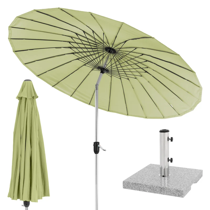 Sonnenschirm Shanghai mit Ständer Ø 270 cm Grün aus Aluminium und Polyester ML-Design
