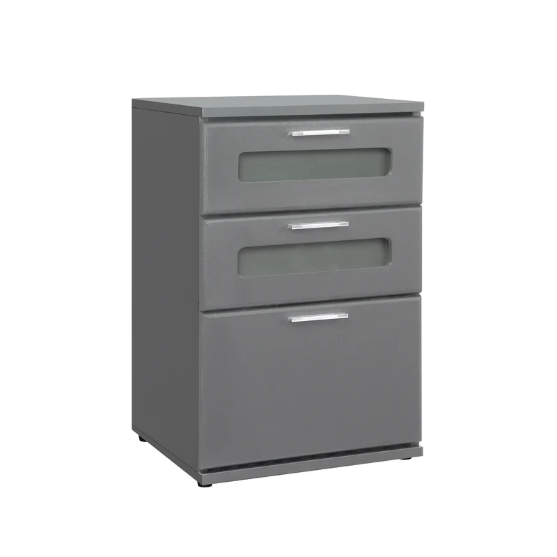 B-Ware Nachttisch mit drei Schubladen 40x60x38 cm Grau aus Holz ML-Design