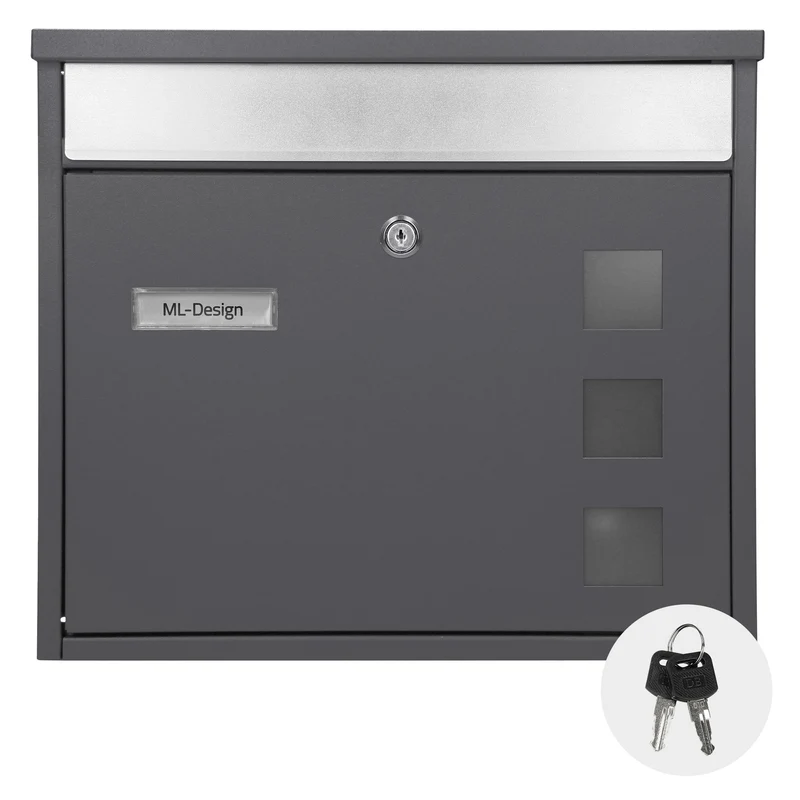 B-Ware Briefkasten 36x31,5x11,5 cm Anthrazit aus Edelstahl ML-Designl