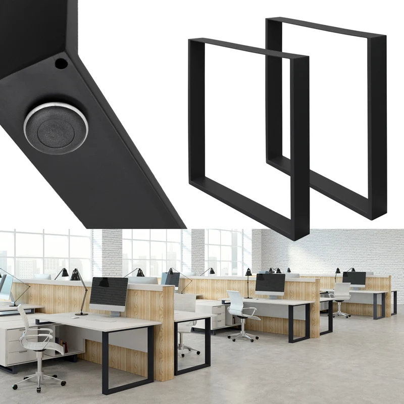 B-Ware Tischbeine Tischgestell 2er Set U-Design 60x72 cm Schwarz aus Stahl