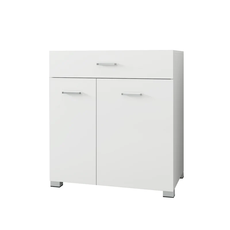 Badezimmerschrank Badschrank mit Wäschekorb 75x37x90 cm in Weiß ML-Design