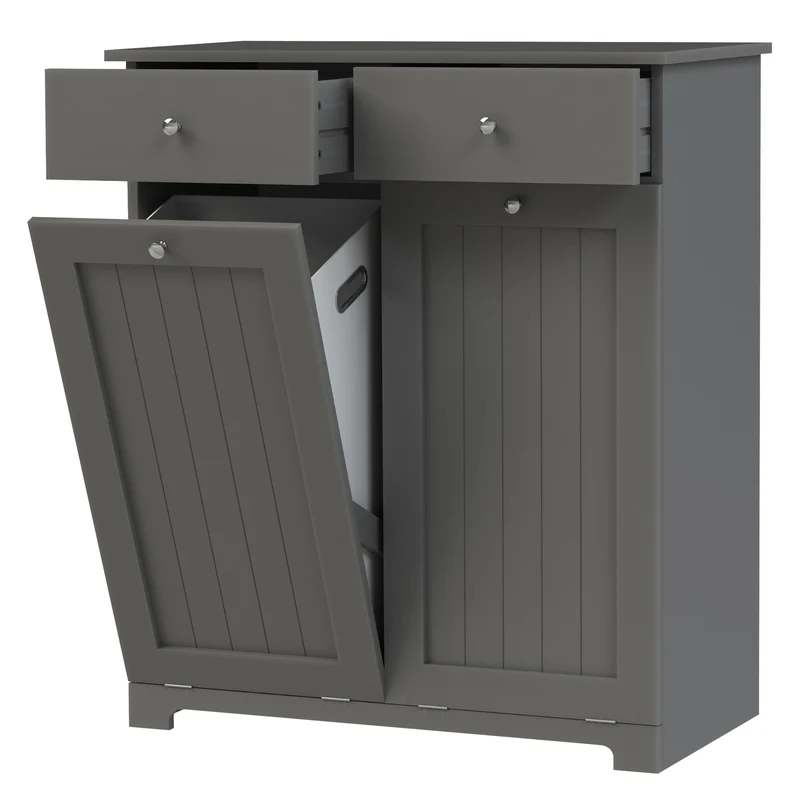 B-Ware Wäscheschrank 75x37x90 cm Grau ML-Design