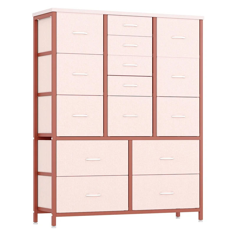 Garvee Badezimmerschrank mit 15 Schubladen, für Bad und Gäste-WC, Rosa